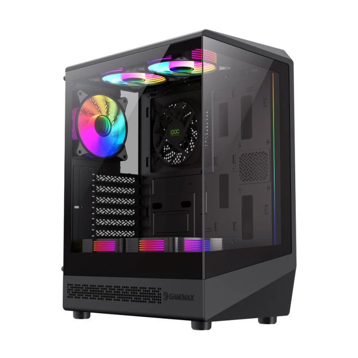 Gamemax számítógépház, ATX - Vista COC AB - 5 x 120 mm A-RGB ventilátor, MB Plate COC Fan GM-VISTA-COC-AB