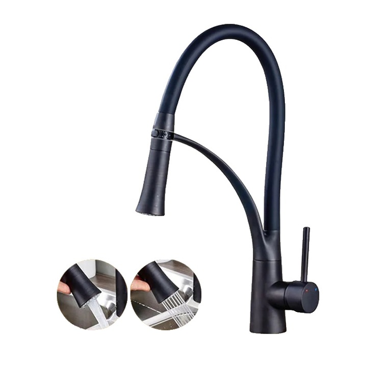 Pultra szerelhető szaniter csaptelep, egykaros, fekete, LED nélkül