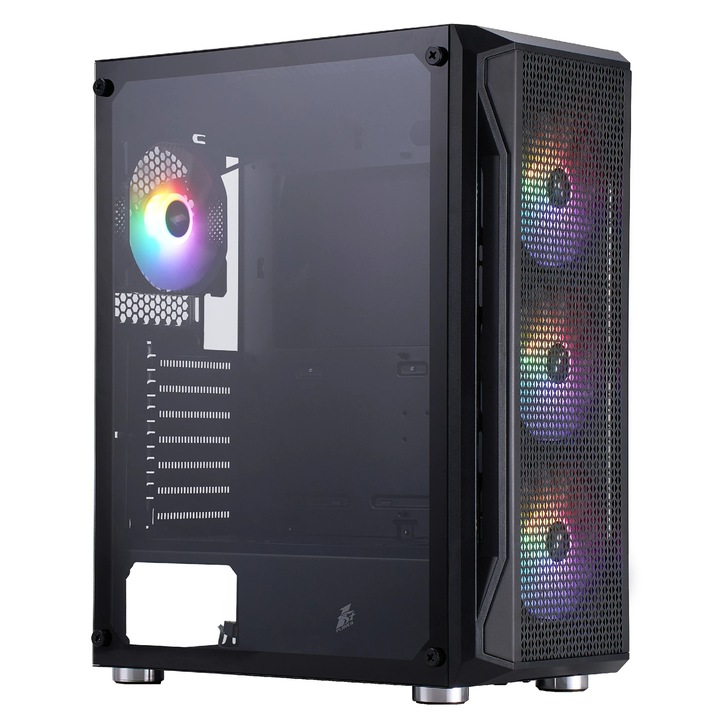 Carcasa computer 1stPlayer Case ATX - Firebase X5 RGB v2 - 4 ventilatoare incluse X5-BK-4F1