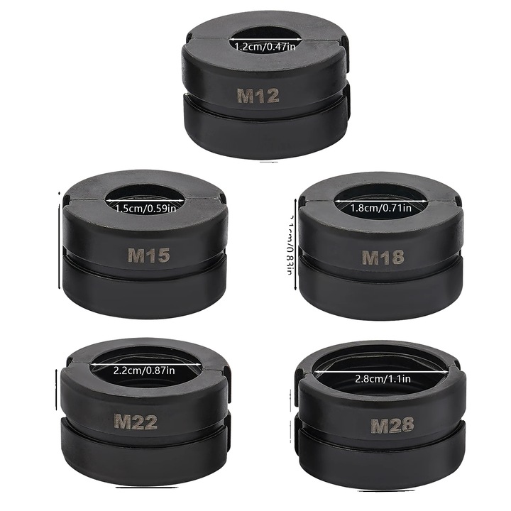 Krimpelő szerszámkészlet, kiváló minőségű acél, 5 méret, fekete