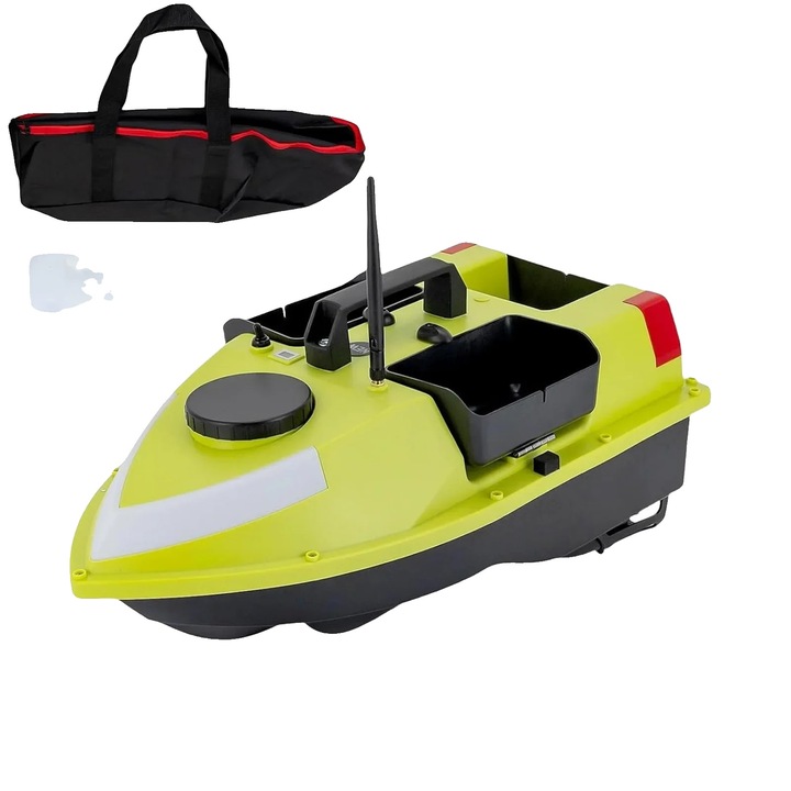 Barca de nadire, GPS, lumina LED, galben, 25x50x17 cm, set cu acumulatori 5200mAh