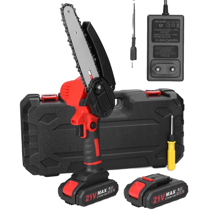 Fierastraie cu lant electric mini, design portabil, performanta de taiere eficienta, fara indicator luminos, 390x150x115mm