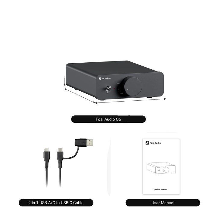 DAC Audio, Q6, kiváló hangfeldolgozás, sokoldalú csatlakoztathatóság, 2.0, alumínium