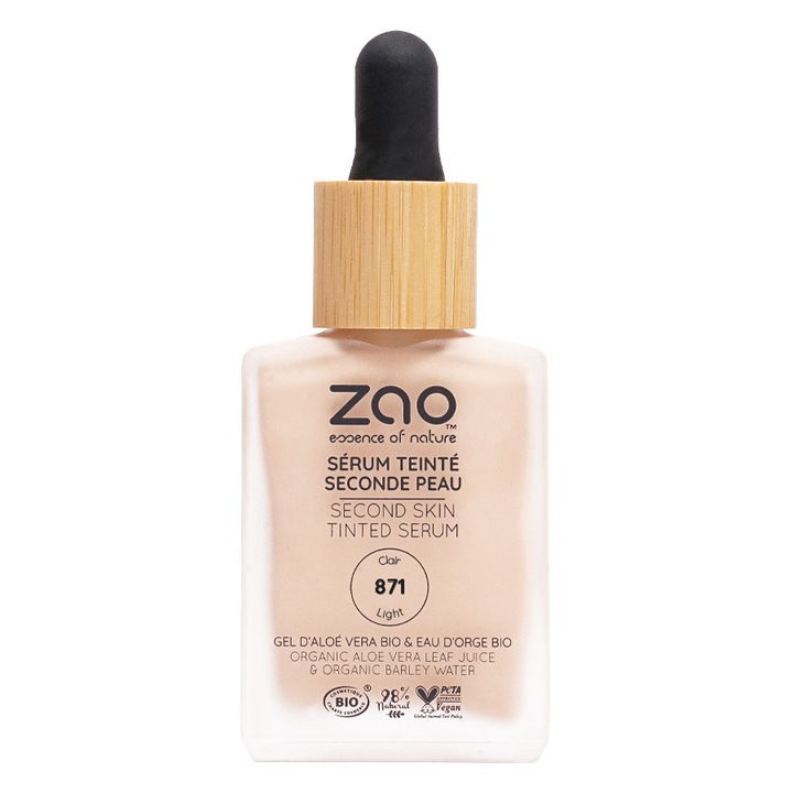 Fond de ten, Zao Organic Make Up, Second Skin Tinted Serum, organic, 30ml, Light