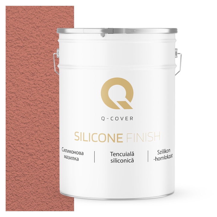 Tencuiala siliconica, Q-COVER, Somon F315, 1.5mm, Stabilitate a culorii, Aplicare si intretinere usoara, Putere mare de acoperire, Rezistenta buna la socuri, zgariere, uzura, 25KG
