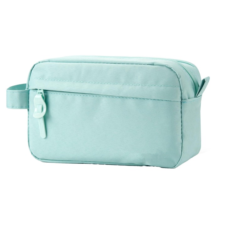 Несесер YYHengCMU, двуслоен дизайн, 3 отделения, 14 ластика, полиестер, 21 x 6 x 9 см, зелен