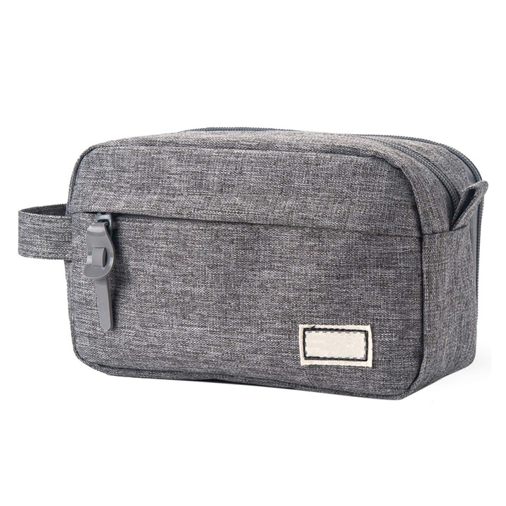 Несесер YYHengCMU, двуслоен дизайн, 3 отделения, 14 ластика, 21x6x9см, сив