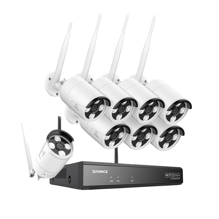 Система за видеонаблюдение, 8 бр., 5MP, подобрено нощно виждане, размери 260x245x47 мм