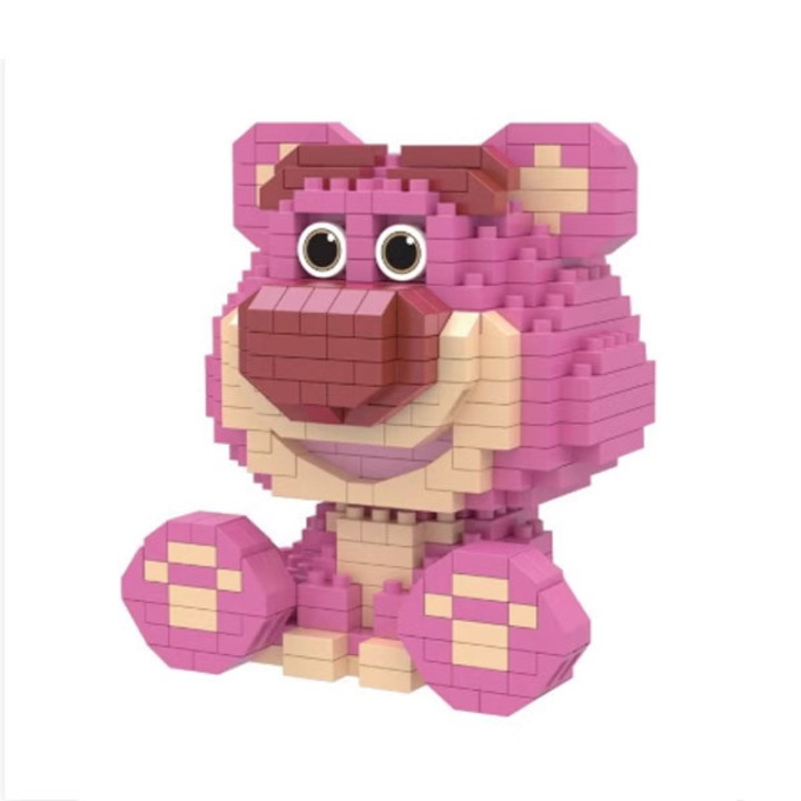 Set de constructie 418 piese, LELE Brother, model urs capsuna, pentru 14+