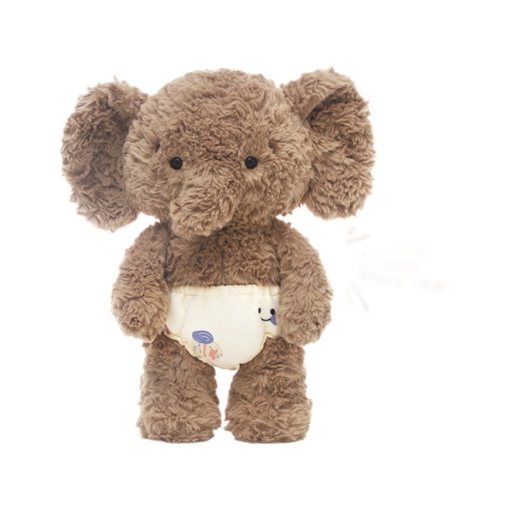 Плюшен слон 35см, сив, за сън и гушкане