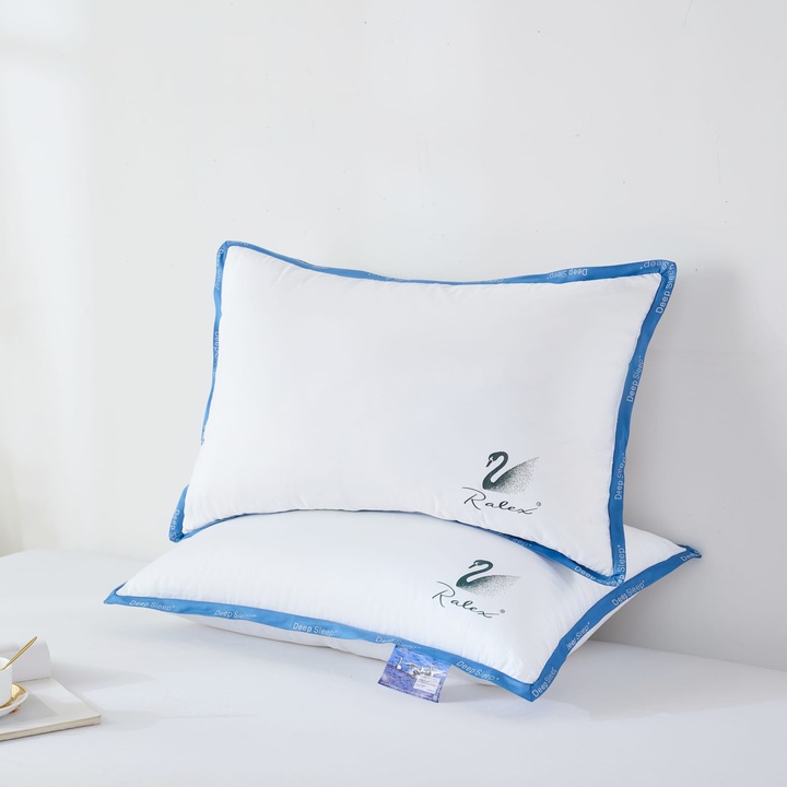 Perna Ralex Pucioasa, Deep Sleep, 50x70 cm, umplutura 40% pana de gasca + 60% puf de gasca, bumbac, Alb