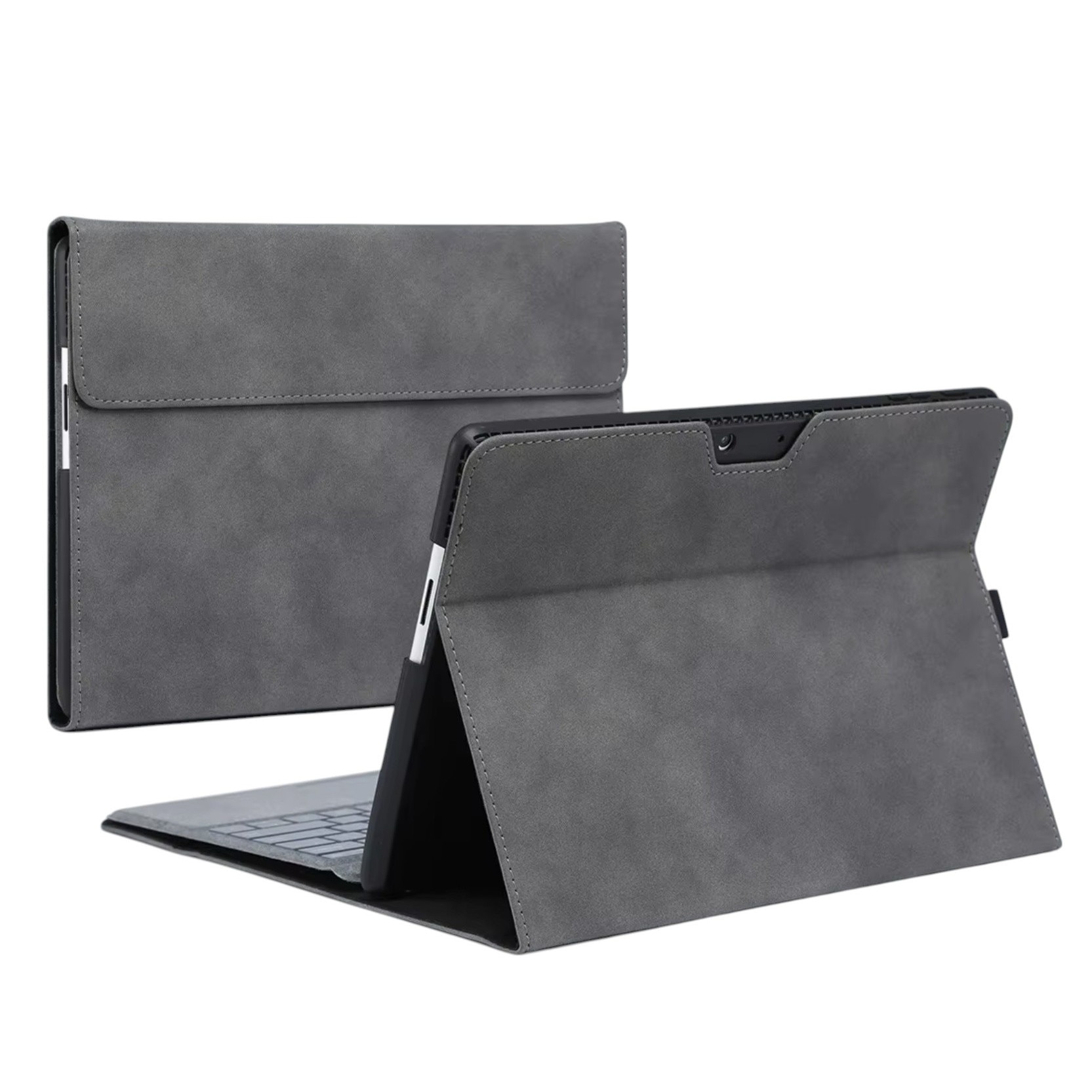 Husa tableta, Microsoft, Surface Pro 13 inch, functie de suport, protectie impotriva zgarieturilor, inchidere magnetica, piele ecologica/plastic, negru