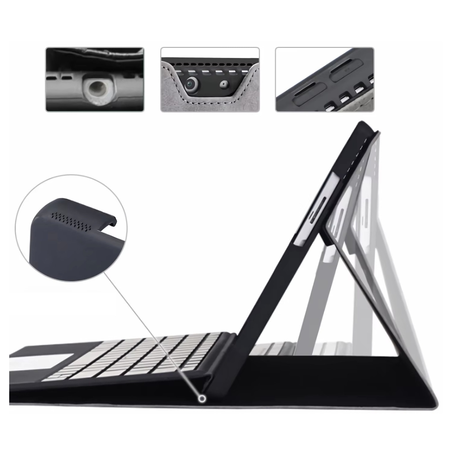 Husa tableta, Microsoft, Surface Pro 13 inch, functie de suport, protectie impotriva zgarieturilor, inchidere magnetica, piele ecologica/plastic, negru