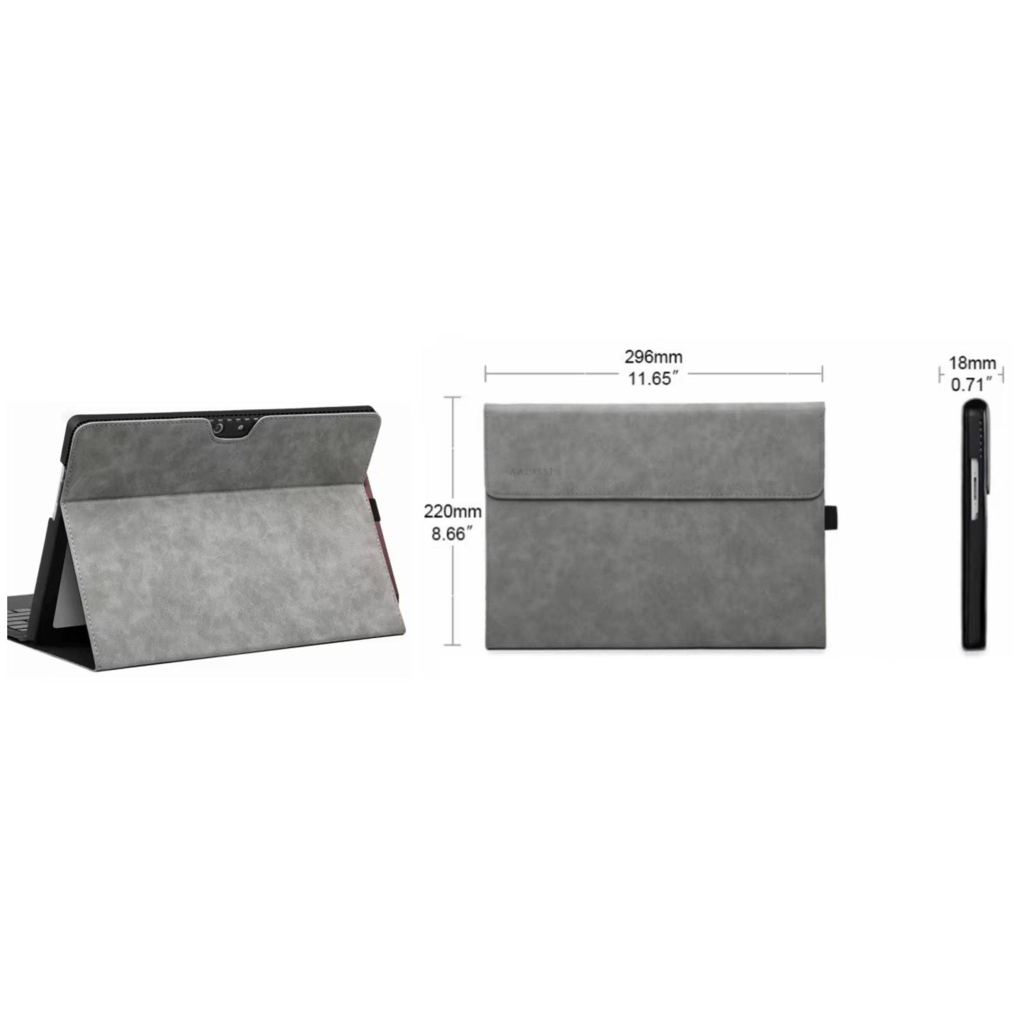 Husa tableta, Microsoft, Surface Pro 13 inch, functie de suport, protectie impotriva zgarieturilor, inchidere magnetica, piele ecologica/plastic, negru