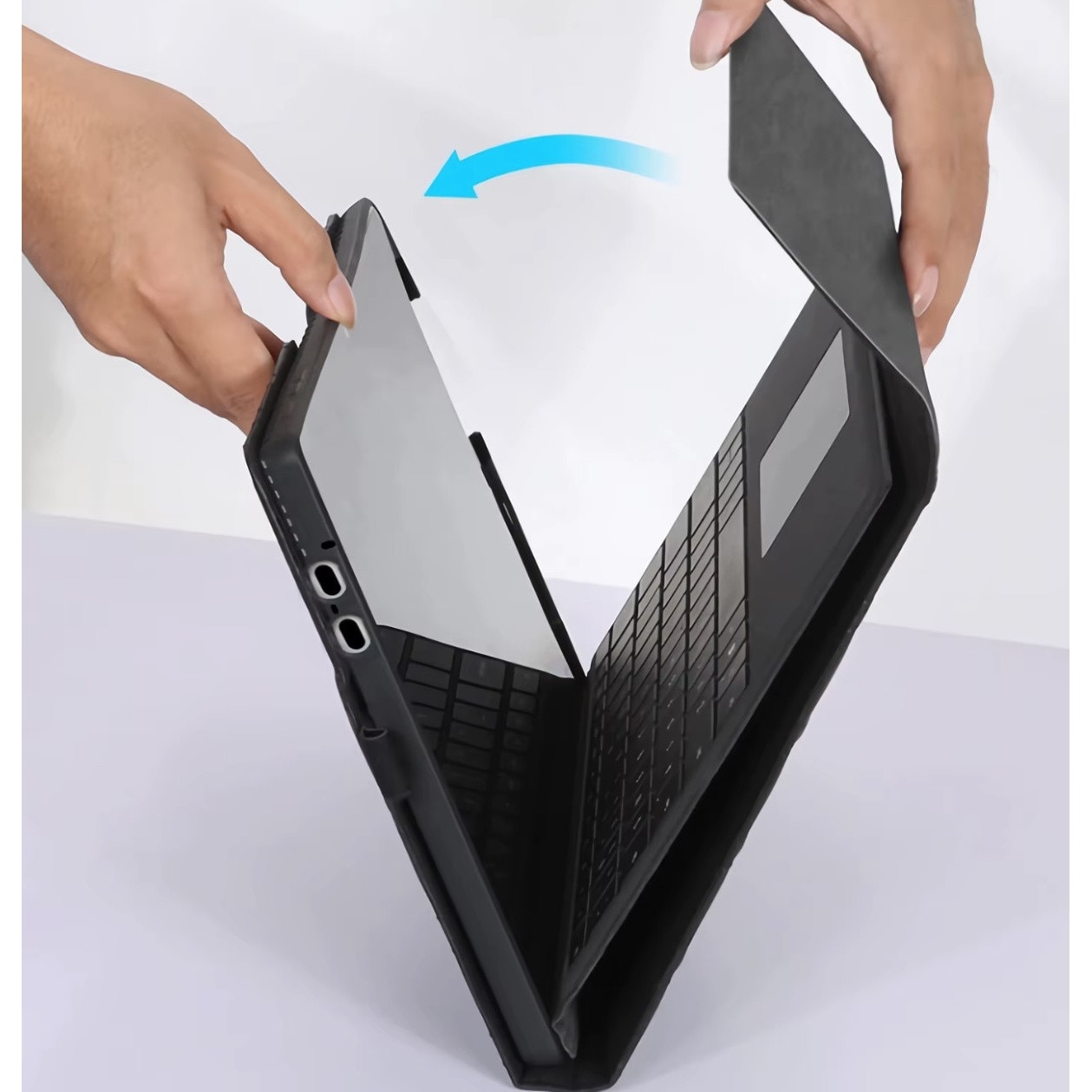 Husa tableta, Microsoft, Surface Pro 13 inch, functie de suport, protectie impotriva zgarieturilor, inchidere magnetica, piele ecologica/plastic, negru