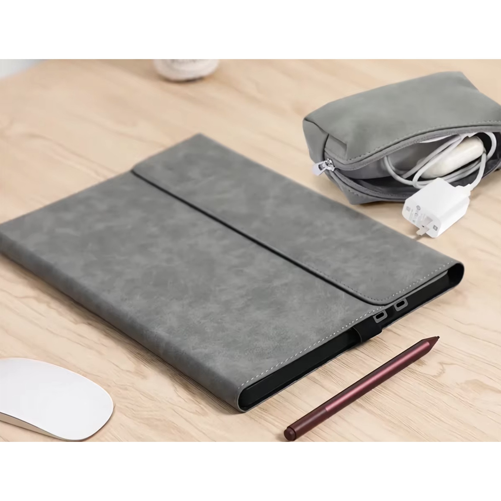 Husa tableta, Microsoft, Surface Pro 13 inch, functie de suport, protectie impotriva zgarieturilor, inchidere magnetica, piele ecologica/plastic, negru