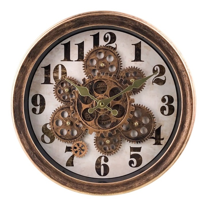 Ceas de perete din plastic, mecanism cu cuart, design modern, 35x35cm