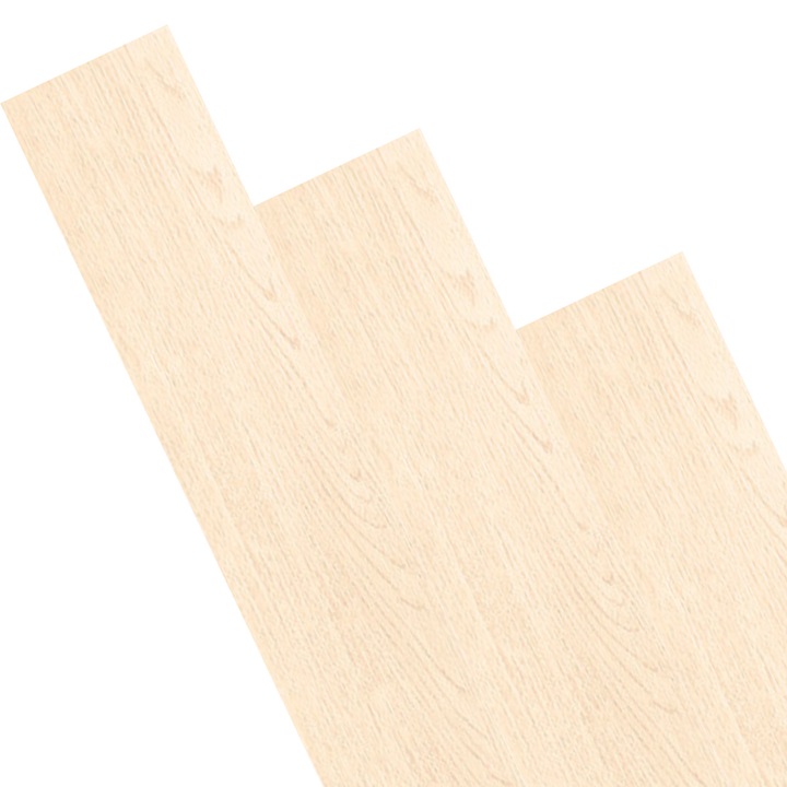 Set 36 placi de pardoseala autoadezive SDEPOT®, din PVC, model tip parchet, ajustabile, rezistente la apa, caldura si trafic, usor de montat, crem