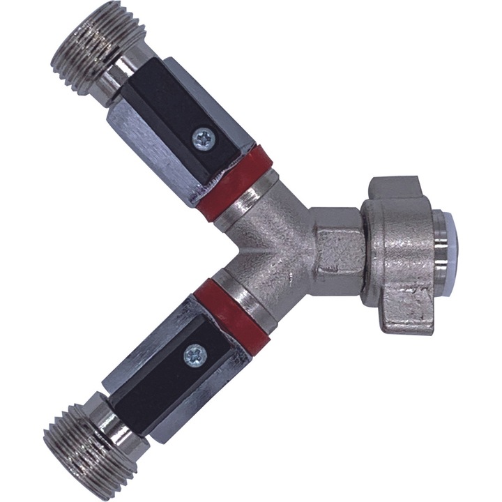 Supapa de inchidere, Robinet de inchidere - 2 evi, pentru reductor de presiune, Dimensiuni de fir 1 x 1/2 filet interior i 2 x 1/2 filet exterior