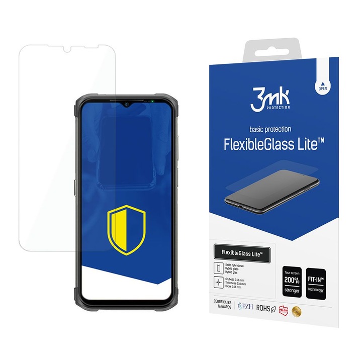 Sticla hibrida ultra-subtire, 3MK, 0.16mm, rezistenta la zgarieturi 6H, set montaj, Pentru Ulefone Armor 12 5G