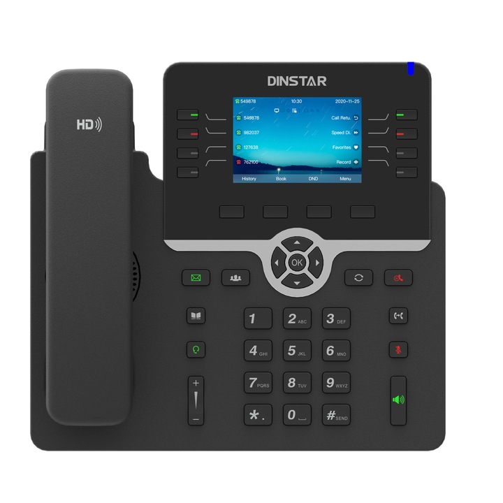 Telefon IP Dinstar C64G, 16 Conturi SIP, PoE, Negru