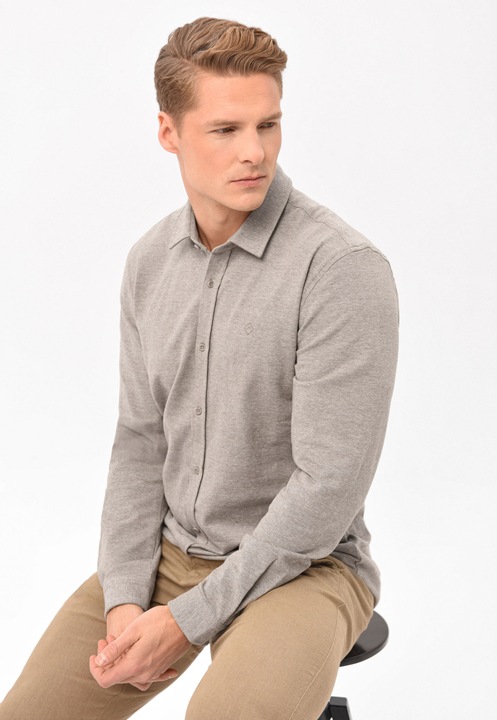 Camasa Volcano K-Sterry pentru barbati, moale, gri melange, Slim Fit, 3XL