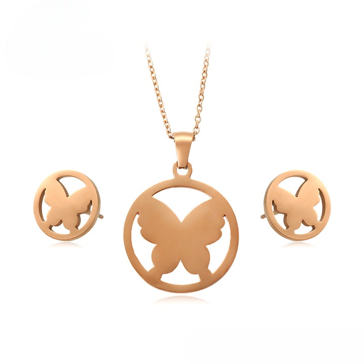 Set Bijrterii Dalia Rose Placat Aur