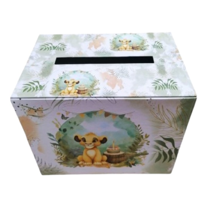 Cutie pentru dar Botez din carton cu imprimeu safari