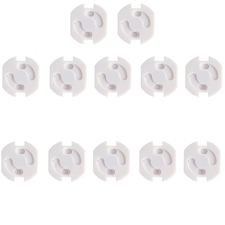 ElectroGuard Basic - Set 12 Aparatori Priza cu Rotire, Protectie Esentiala pentru Copii, Adeziv Puternic, Siguranta, Usor de Instalat, Durabile, Mecanism cu Rotire, Universale, Alb