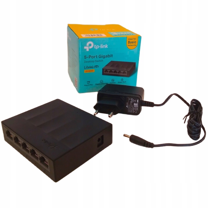 Switch TP-Link LS1005G, 5 porturi 10/100/1000Mb/s, tehnologie Green Ethernet, dimensiuni 90x72x23mm