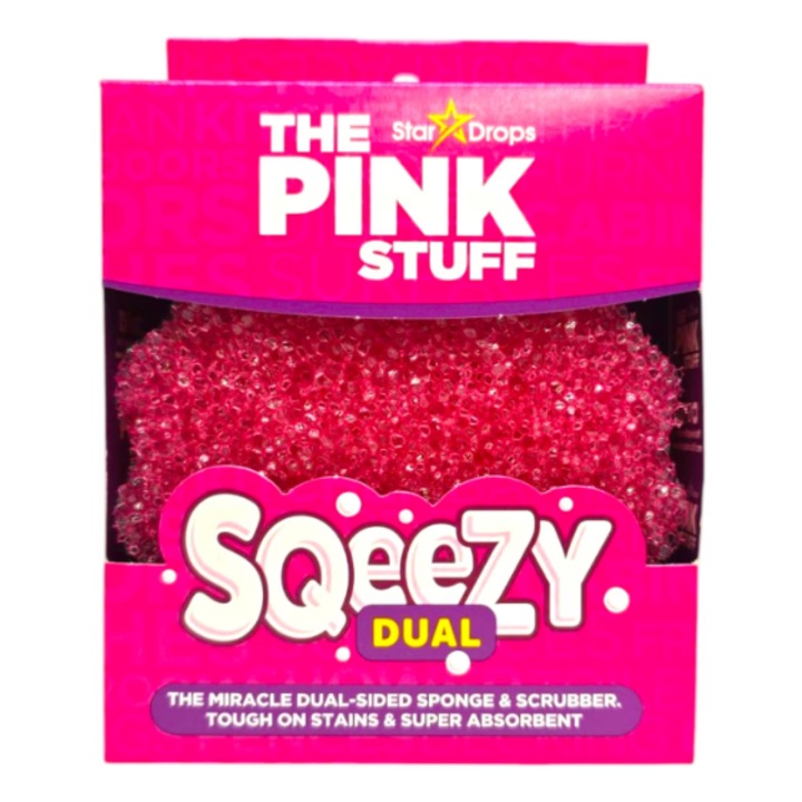 Burete de uz casnic, The Pink Stuff, Suprafata dubla, Scrubber Squeezy Miracle, 1 bucata