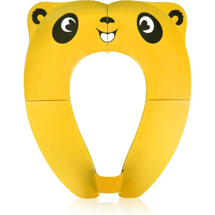 Редуктор за тоалетна, Сгъваема тоалетна седалка за деца, Преносима седалка за приучаване към тоалетна за деца, с 8 силиконови противоплъзгащи подложки и 1 чанта за носене, Жълт