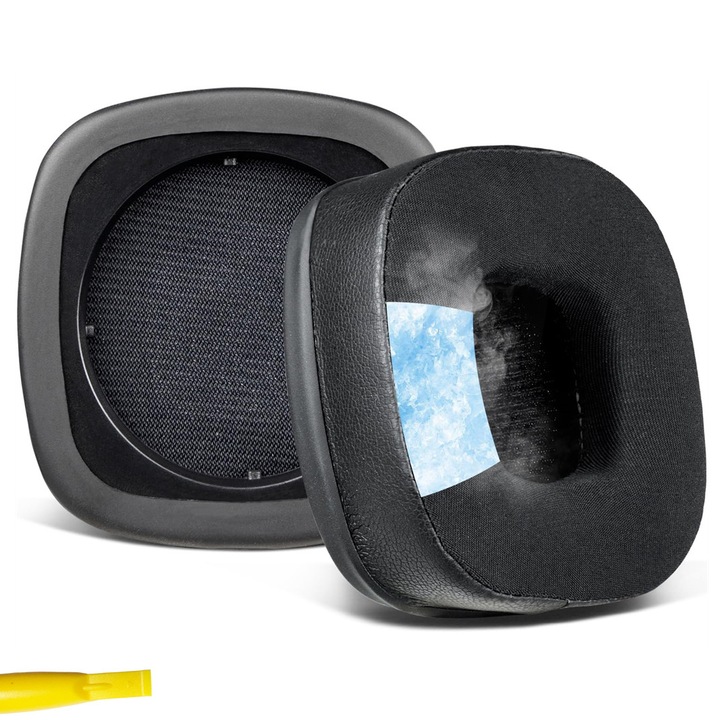 Set 2 bureti de Inlocuire cu gel racitor pentru Marshall Major III/IV 3/4 Wireless/Wired Over-Ear - Spuma de memorie de lux, Negru