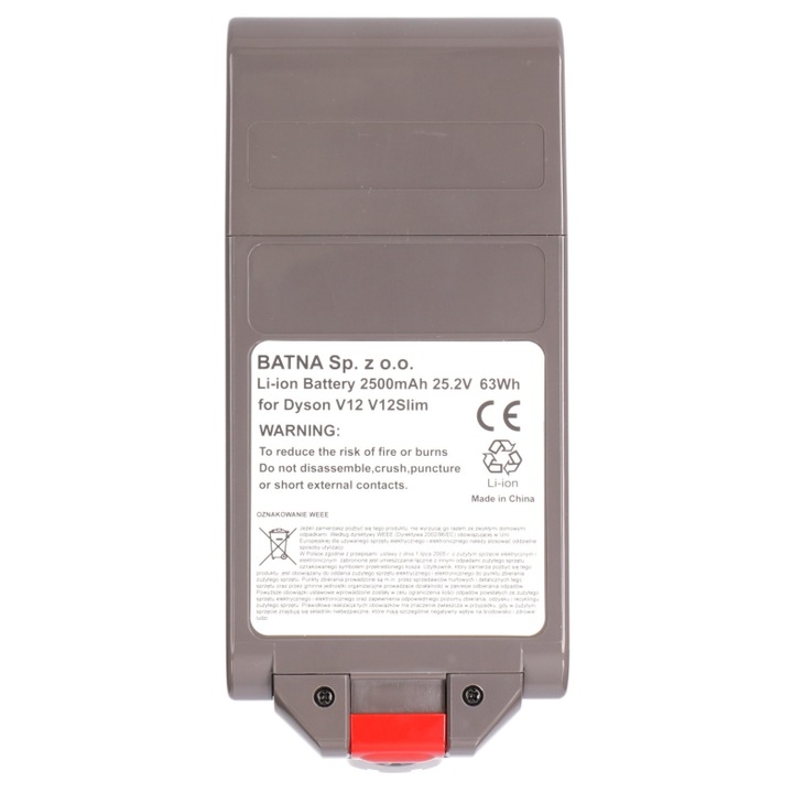 Li-ion akkumulátor 25,2 V 2500 mAh Dyson V12 porszívóhoz, egyszerű csere, porszívó tartozékok