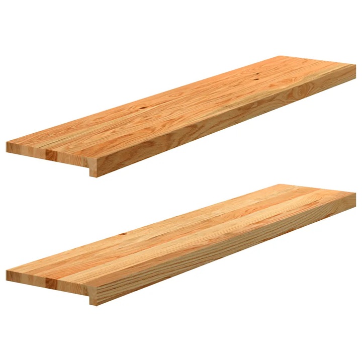 Parapet din lemn de stejar, vidaXL, set 2 bucati, 120x25x2 cm, culoare deschisa