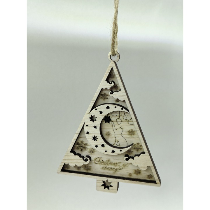 Glob din Lemn in Forma de Brad - Luna