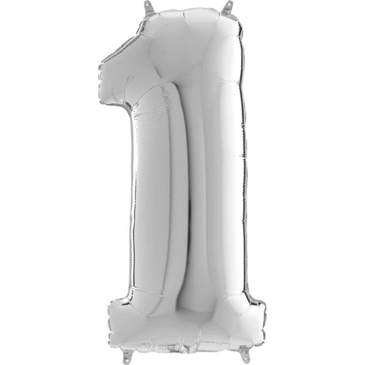 Balon folowy Cyfra 1, ezüst, 102 cm, szett