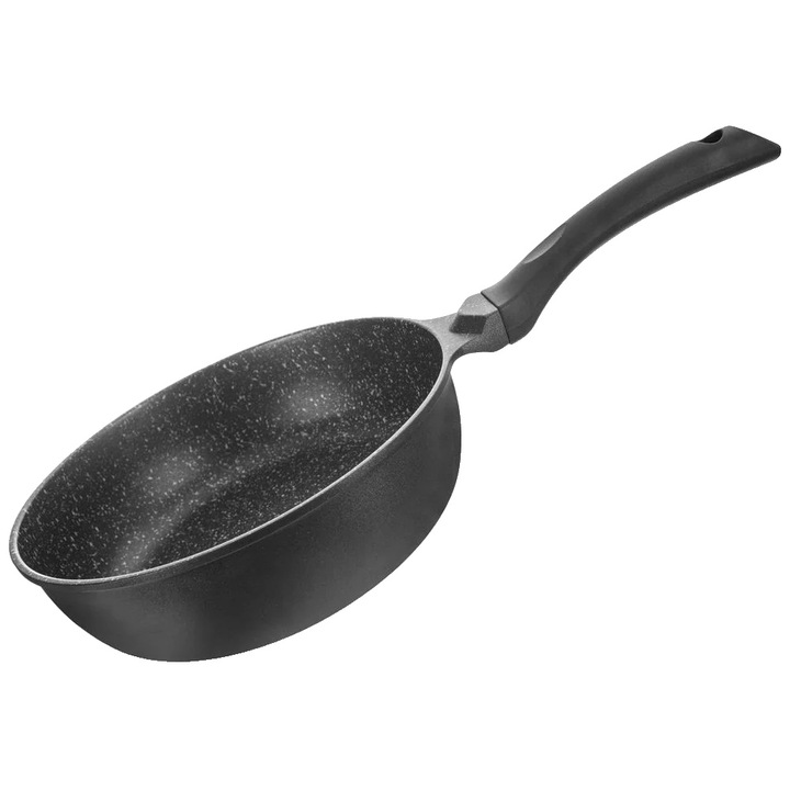 Serpenyő, fekete, 28x9 cm, öntött alumínium szerkezet, ergonomikus fogantyúk, tapadásmentes