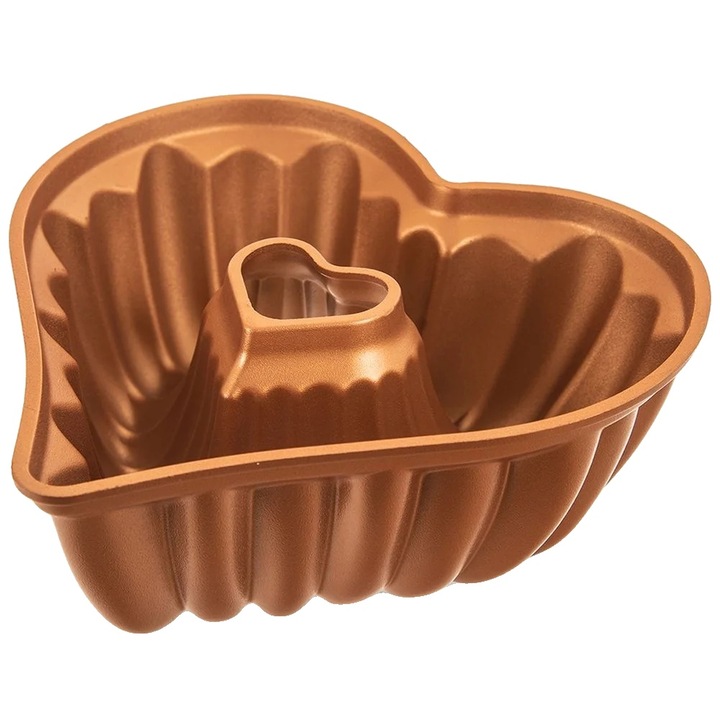 Forma prajituri, aluminiu de inalta calitate, forma inima, culoare maro, 26.5x28.5x10cm