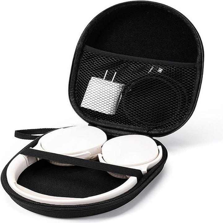 Husa rigida pentru casti, dimensiuni mari, interior moale, negru, pentru Sony