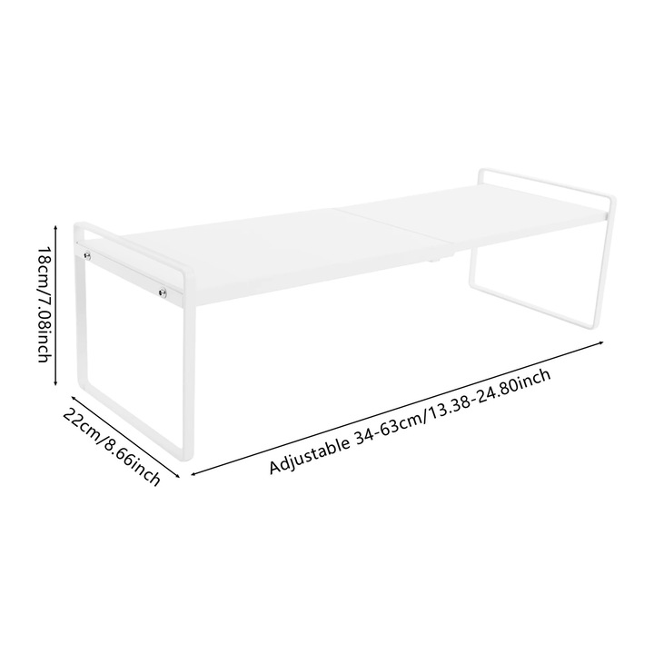 Organizator de bucatarie, Raft extensibil pentru dulap, Reglabil 34–63 cm, Fier, Sarcina 10 kg, Pentru oale si tigai, Negru