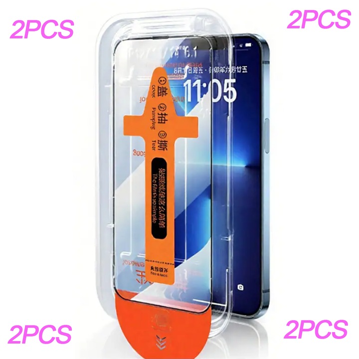 Folie protectie telefon, 2 bucati, Ultra HD, anti-amprente, pentru iPhone 16 Pro Max