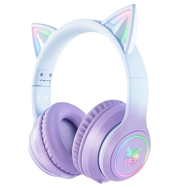 Компютърни слушалки, ONIKUMA B90, RGB дизайн, висококачествен звук, черно/бяло, 7,5 часа живот на батерията