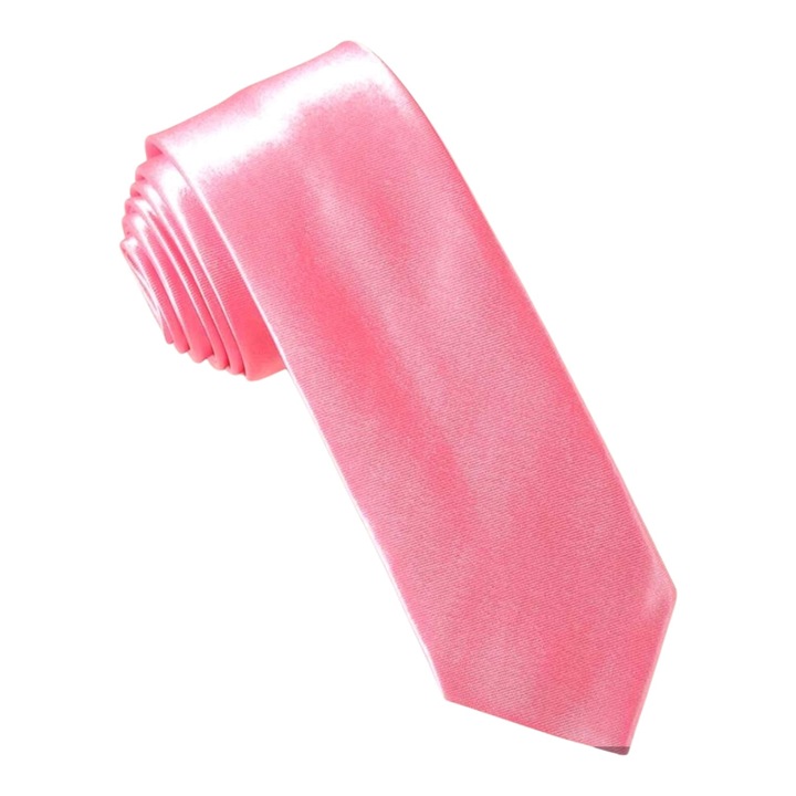 Cravata unisex, eleganta, din satin, roz, 5cm