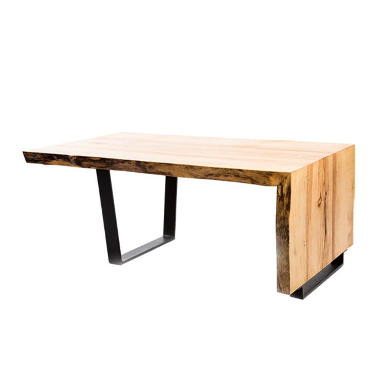 Masa de cafea No Time din lemn masiv si fier - natur