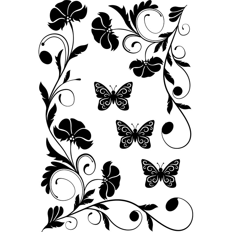 Sticker Decorativ - SMAER - FLORAL CREATIV - 90cm x 60cm - Negru