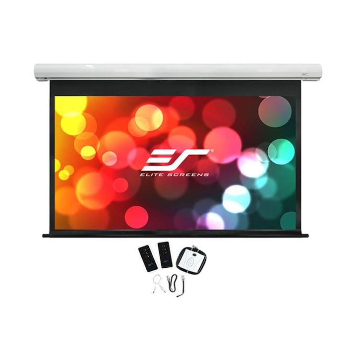 Електрически проекционен екран, стена / таван, 398,5 x 224,3 см, EliteScreens Saker SK180XHW2-E6, 16: 9 формат, 12v спусък