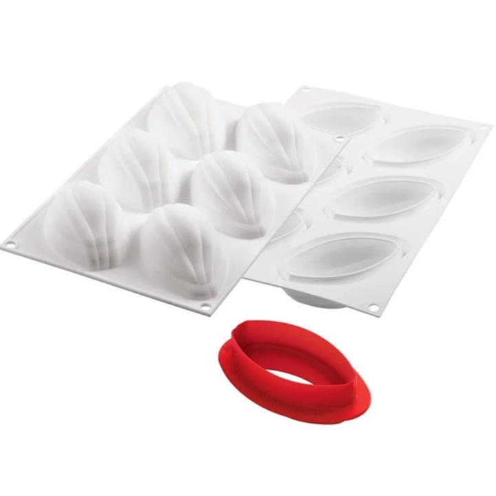 Forma din silicon 3D si cutter pentru monoportii, fructe de Cacao, by Nina Tarasova, 6 cavitati, 120 ml, 102 × 57 × 42 mm