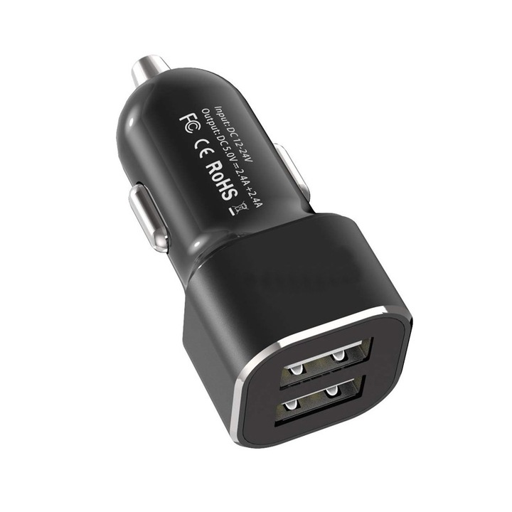 Autós töltő Share Together 2x USB 2x USB 4.8A, fekete