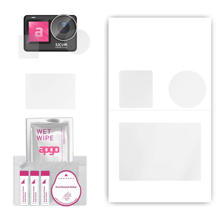 Folie de protectie apgo pentru SJCAM SJ10 Pro Dual Screen – afisare completa, lucioasa, hidrogel, full glue, 5D
